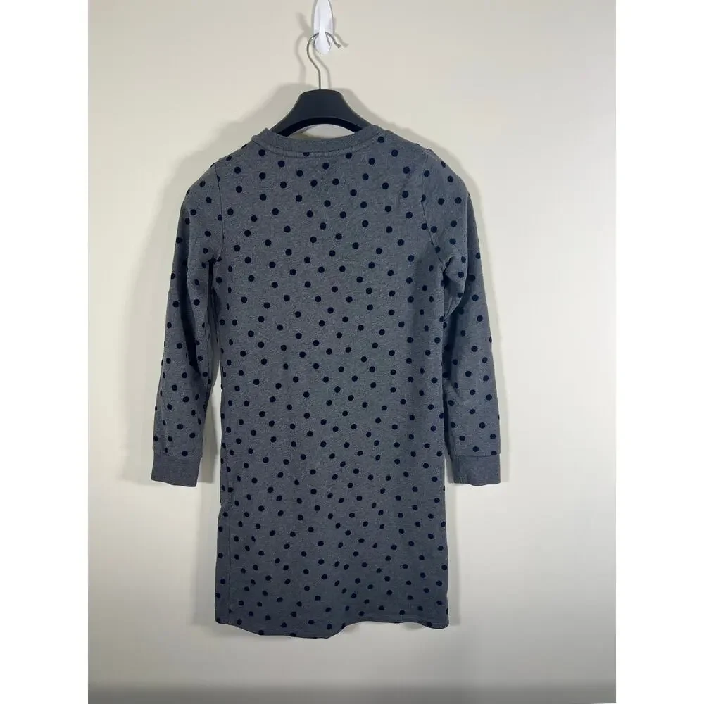 Boden Long Sleeve Grey Navy Polka Dot Dress 100% Cotton Size 4 Womens Small - Picture 8 of 10